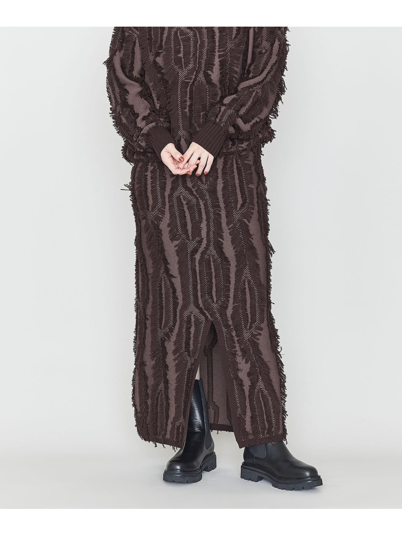 【SALE／50%OFF】＜ASTRAET＞5G フリンジ 細長い切口スコート ASTRAET ユナイテッドアローズ 逃げ路 スコート ロング・マキシスコート 赤銅色 黒いこと【RBA_E】【貨物輸送無料】[ Fashion] レディースファッション-スカート