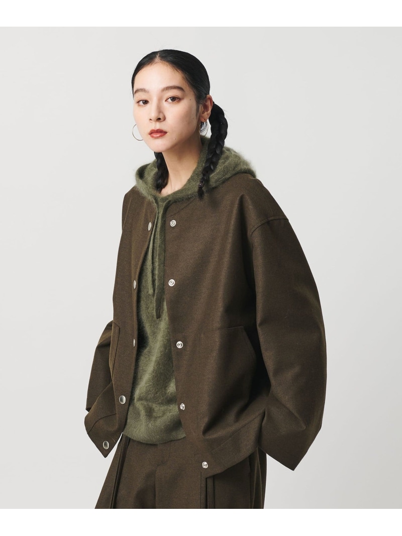 【SALE／40%OFF】毛交ぜあわせる スナップブルゾン BEAUTY\u0026YOUTH UNITED ARROWS ユナイテッドアローズ 逃げ道 ジャケット・アウター 上衣・前掛け 薄墨色 緑であること【RBA_E】【貨物輸送無料】[ Fashion]
