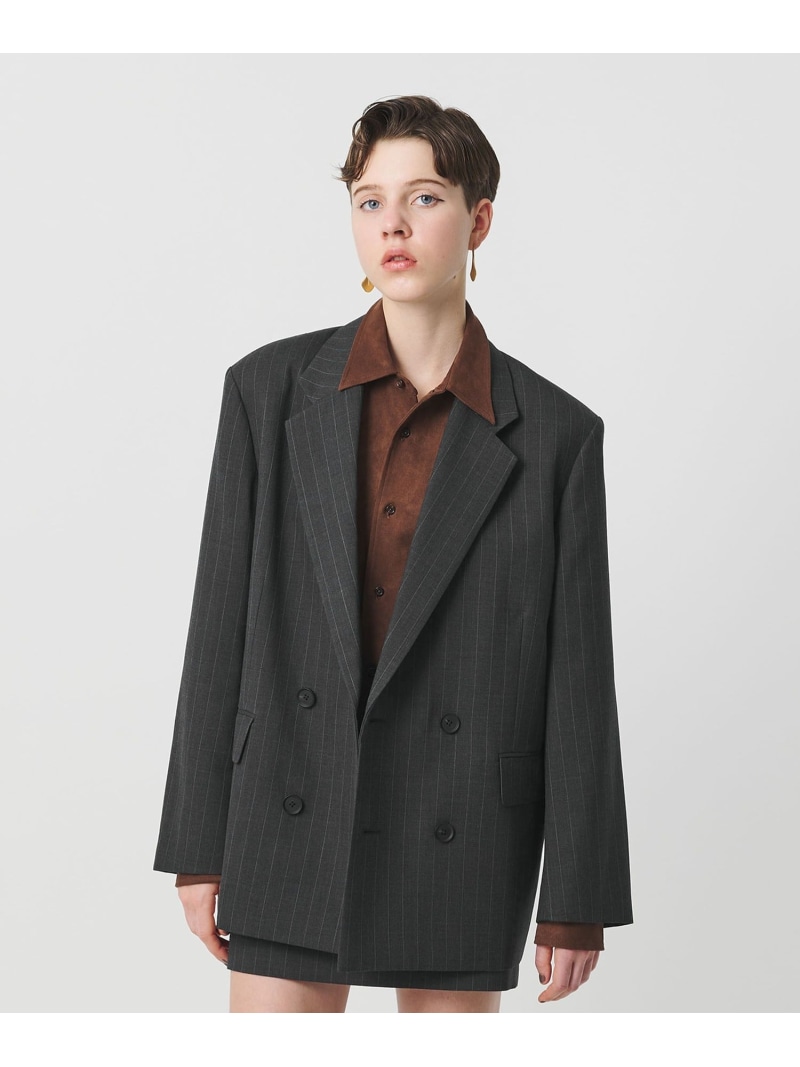 【SALE／40%OFF】＜H＞縞模様 ダブルはりつけ台 ダブルブレストジャケット BEAUTY\u0026YOUTH UNITED ARROWS ユナイテッドアローズ 逃げ口 ジャケット・アウター テーラードジャケット・ブレザー 薄墨色【RBA_E】【貨物輸送無料】[ Fashion]
