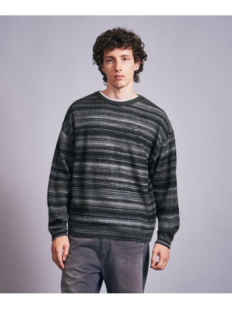 【SALE／70%OFF】グラデーション ボーダー クルーネック ニット monkey time BEAUTY&YOUTH UNITED ARROWS ユナイテッドアローズ アウトレット トップス ニット ブラック ネイビー【RBA_E】【送料無料】[ Fashion]