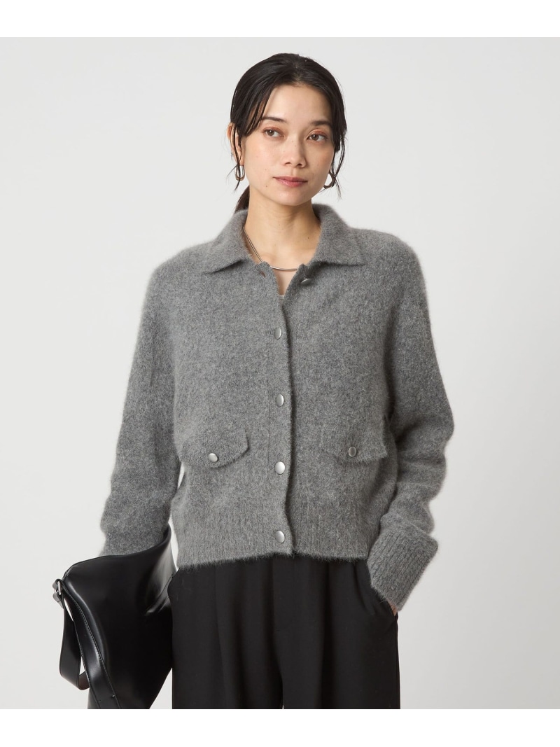 【SALE／50%OFF】ヘアリー 編み物 ポロカーデイガン UNITED ARROWS green label relaxing ユナイテッドアローズ 逃げ口 トップス ジレー ベージュ 薄墨色 黒いこと【RBA_E】【貨物輸送無料】[ Fashion]