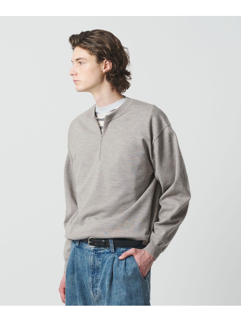 【SALE／30%OFF】ハイブリッド ウール ジップ クルーネック ニット BEAUTY&YOUTH UNITED ARROWS ユナイテッドアローズ アウトレット トップス ニット グレー ホワイト【RBA_E】【送料無料】[ Fashion]｜UNITED ARROWS LTD. OUTLET