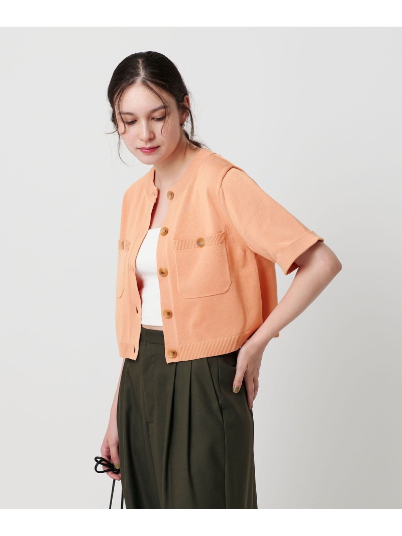 【SALE／30%OFF】ポリエステルコットン ポケットハーフスリーブ カーディガン BEAUTY&YOUTH UNITED ARROWS ユナイテッドアローズ アウトレット トップス カーディガン ブラック ベージュ【RBA_E】【送料無料】[ Fashion]