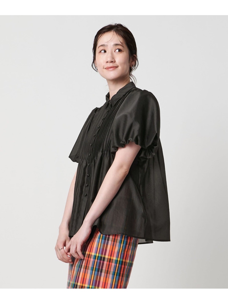 【SALE／30%OFF】シルキーピンタック ショートスリーブ ブラウス UNITED ARROWS ユナイテッドアローズ アウトレット トップス シャツ・ブラウス ネイビー ブラック ホワイト ピンク【RBA_E】【送料無料】[ Fashion]