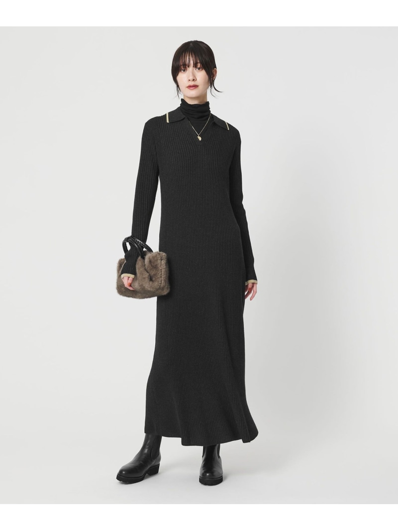 【SALE／30%OFF】ウールポリエステルブレンド メランジ リブニットワンピース BEAUTY\u0026YOUTH UNITED ARROWS ユナイテッドアローズ 逃げ口 衣裳・御召しもの 衣裳 緑であること 薄墨色 ベージュ【RBA_E】【貨物輸送無料】[ Fashion]