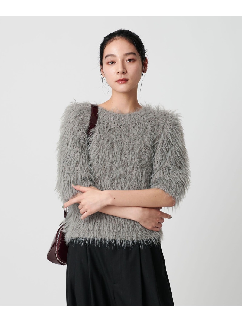 【SALE／30%OFF】フェザーヤーン 二分の一捩り 編み物ティーシャツ BEAUTY\u0026YOUTH UNITED ARROWS ユナイテッドアローズ 逃げ道 トップス 編み物 黒いこと 白いこと 薄墨色【RBA_E】【貨物輸送無料】[ Fashion]