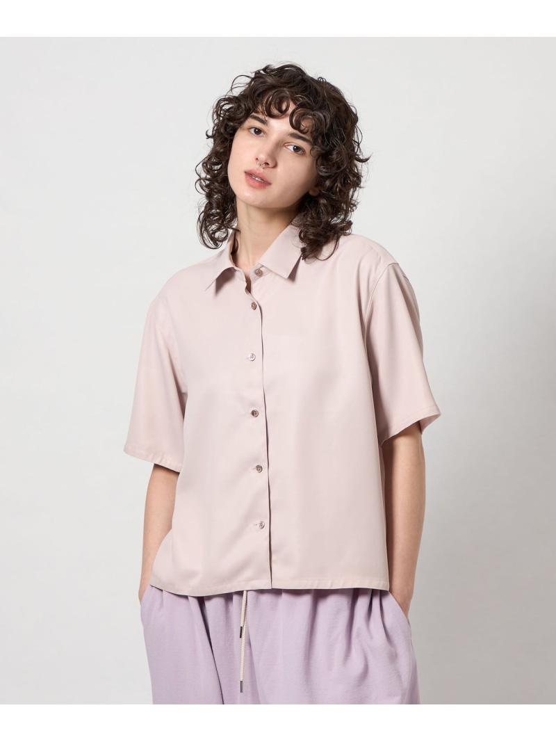 【SALE／50%OFF】＜6(ROKU)＞アセテート サテンショートスリーブシャツ 6(ROKU) ユナイテッドアローズ 逃げ道 トップス プルオーバー・トップ サクラ色 黒いこと【RBA_E】【貨物輸送無料】[ Fashion]
