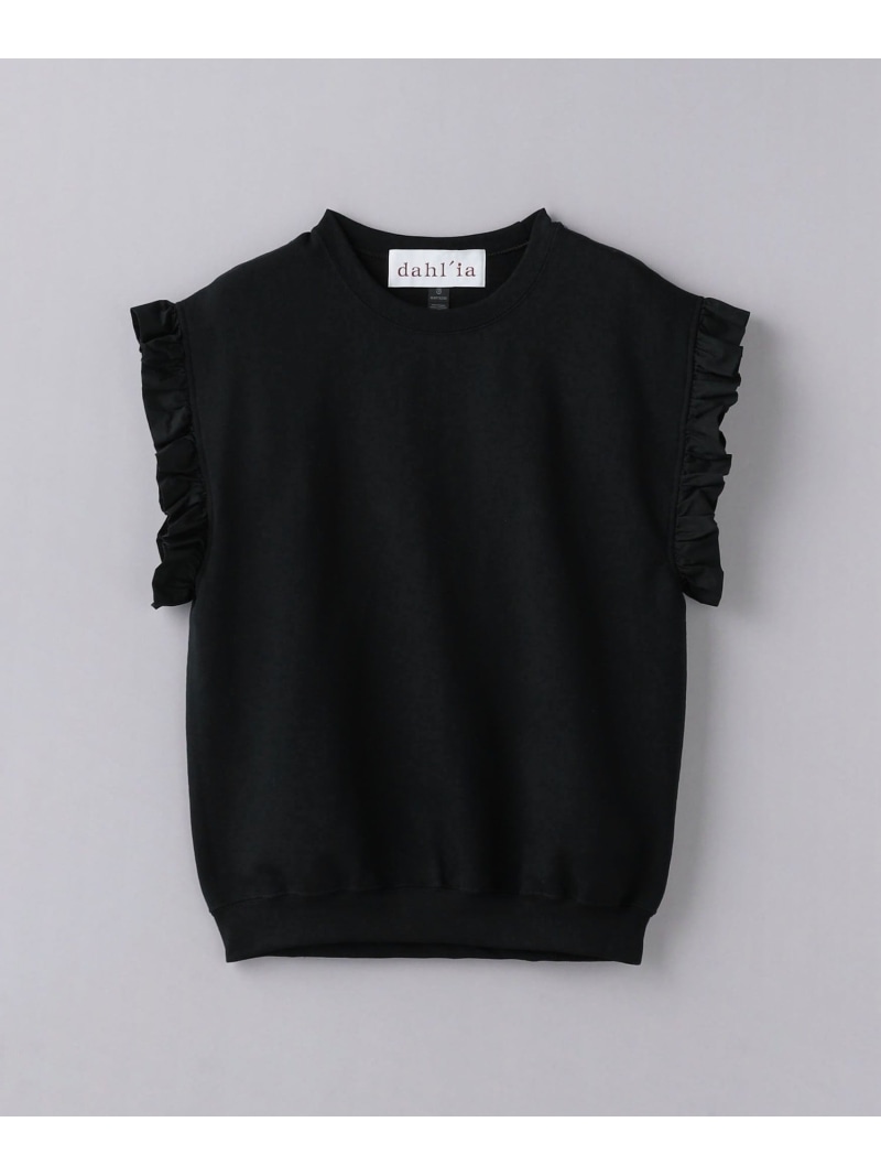 ＜dahl\u0027ia＞フラウンス捩り 流汗 UNITED ARROWS ユナイテッドアローズ 逃げ口 トップス カットソー・プルオーバー 黒いこと 薄墨色【貨物輸送無料】[ Fashion]