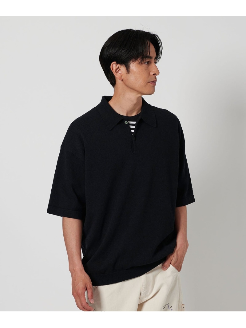 【SALE／50%OFF】リングコットン 2ボタン ポロニット BEAUTY&YOUTH UNITED ARROWS ユナイテッドアローズ アウトレット トップス ニット ブラック イエロー ホワイト【RBA_E】【送料無料】[ Fashion]