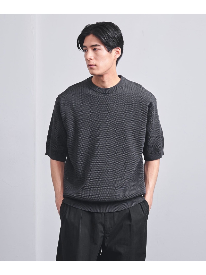 【SALE／40%OFF】コットン バーズアイ クルーネックニット UNITED ARROWS ユナイテッドアローズ アウトレット トップス ニット ホワイト ネイビー グレー【RBA_E】【送料無料】[ Fashion]