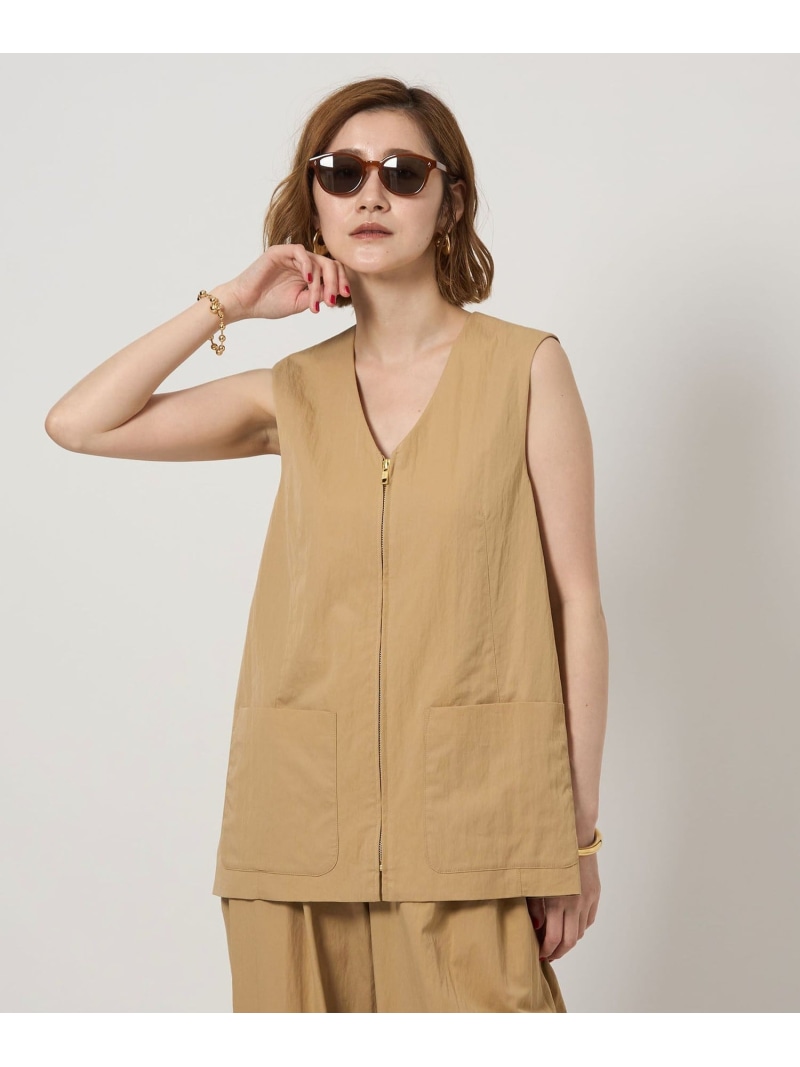 【SALE／30%OFF】＜conte＞ジップ Vのど首限りない conte ユナイテッドアローズ 逃げ路 トップス 限りない・ジレ 白いこと ベージュ【RBA_E】【貨物輸送無料】[ Fashion] トップス-レディースファッション-ベスト・ジレ
