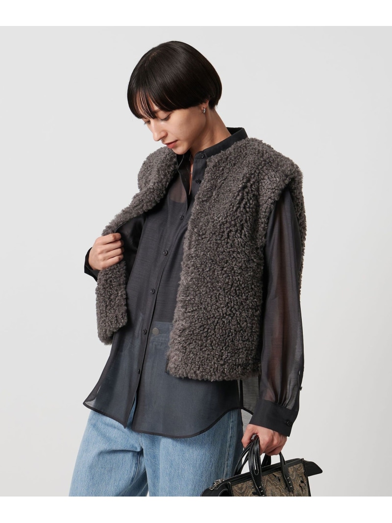 【SALE／40%OFF】ファーライク ボア より良い UNITED ARROWS ユナイテッドアローズ 逃げ道 トップス より良い・ジレ 白いこと 薄墨色【RBA_E】【貨物輸送無料】[ Fashion]