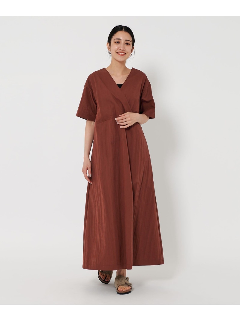 【SALE／50%OFF】カシュクール ショートスリーブ ワンピース BEAUTY&YOUTH UNITED ARROWS ユナイテッドアローズ アウトレット ワンピース・ドレス ワンピース ブラウン グレー【RBA_E】【送料無料】[ Fashion]