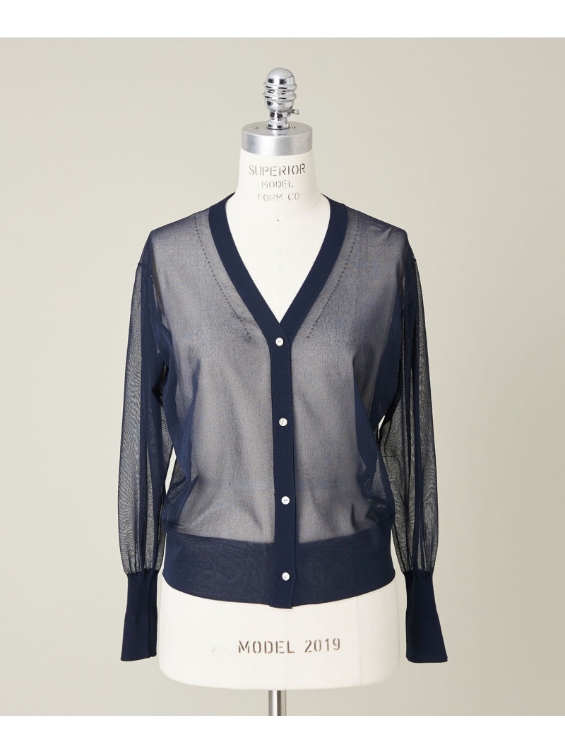 【SALE／50%OFF】＜conte＞シアー Vネックカーディガン conte ユナイテッドアローズ アウトレット トップス カーディガン ネイビー グレー ベージュ【RBA_E】【送料無料】[ Fashion]