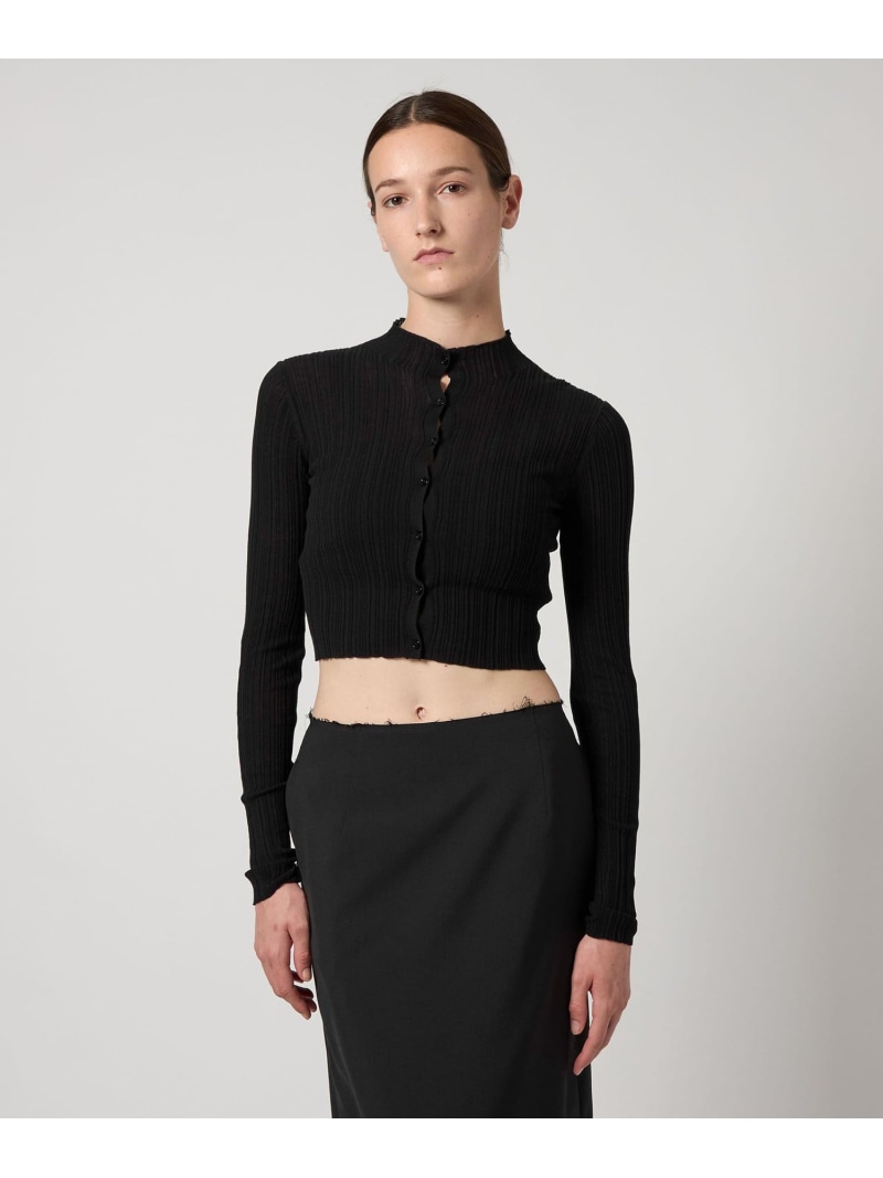 【SALE／50%OFF】＜AEWEN MATOPH＞シアー イレギュラー リブカーディガン AEWEN MATOPH ユナイテッドアローズ アウトレット トップス カーディガン ホワイト ブラック【RBA_E】【送料無料】[ Fashion]