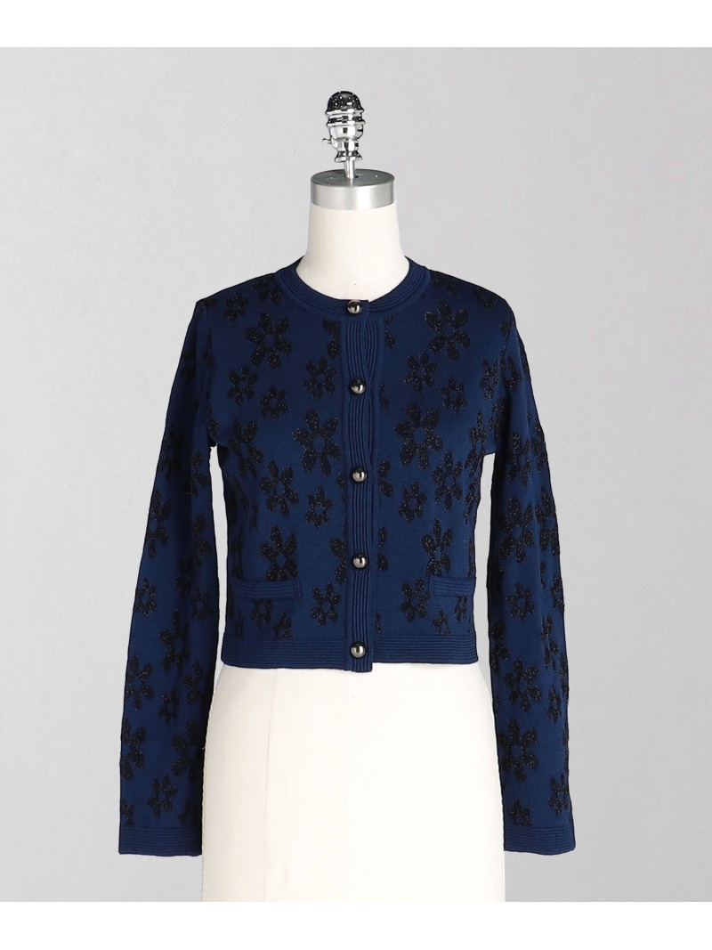 【SALE／80%OFF】フラワージャガード カーディガン UNITED ARROWS ユナイテッドアローズ アウトレット トップス カーディガン ホワイト ネイビー【RBA_E】【送料無料】[ Fashion]
