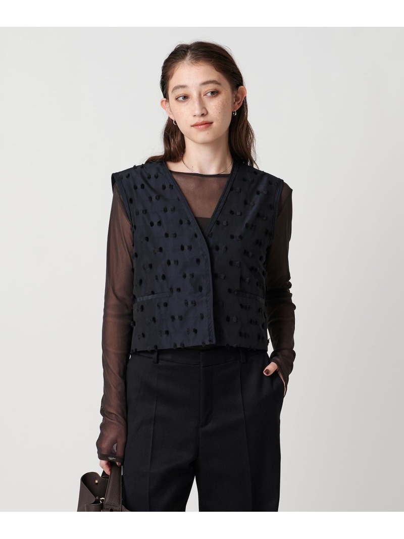 【SALE／40%OFF】リボン カットジャガード ベスト -ウォッシャブル- UNITED ARROWS ユナイテッドアローズ アウトレット トップス ベスト・ジレ ネイビー ブラック【RBA_E】【送料無料】[ Fashion]