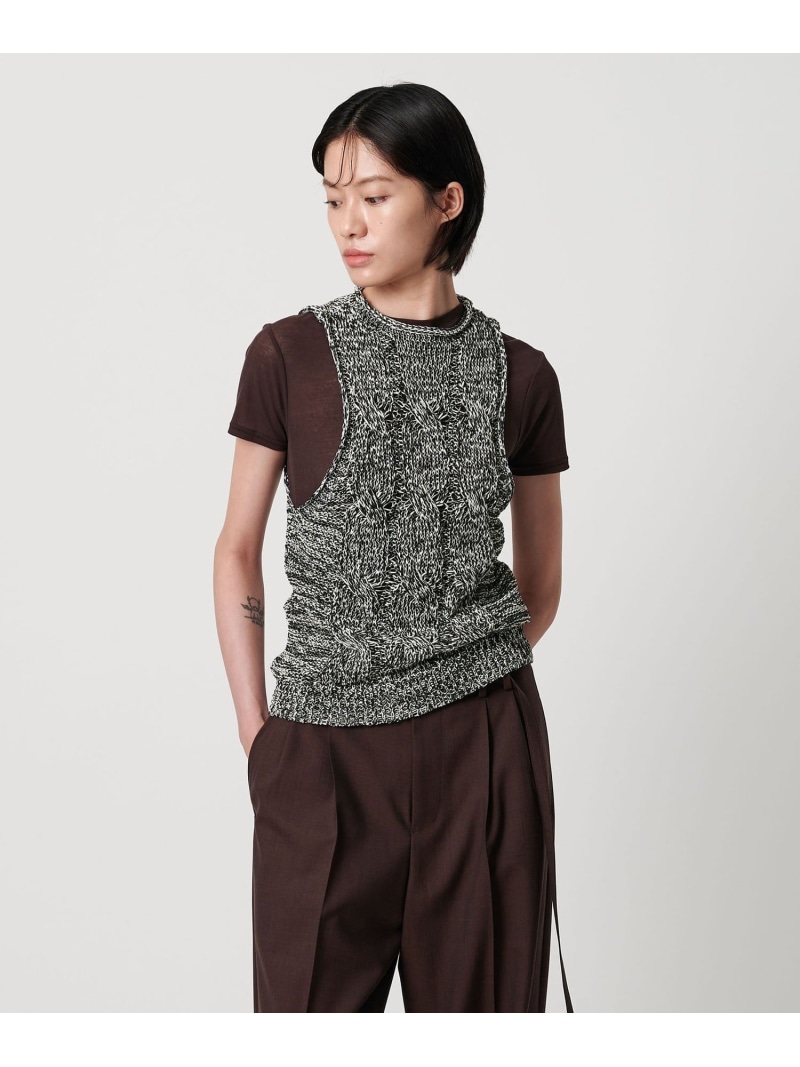 ＜AEWEN MATOPH＞ミックスヤーンケーブルノースリーブニット - ウォッシャブル - AEWEN MATOPH ユナイテッドアローズ 逃げ道 トップス より良い・ジレ 赤銅色 黒いこと【貨物輸送無料】[ Fashion]