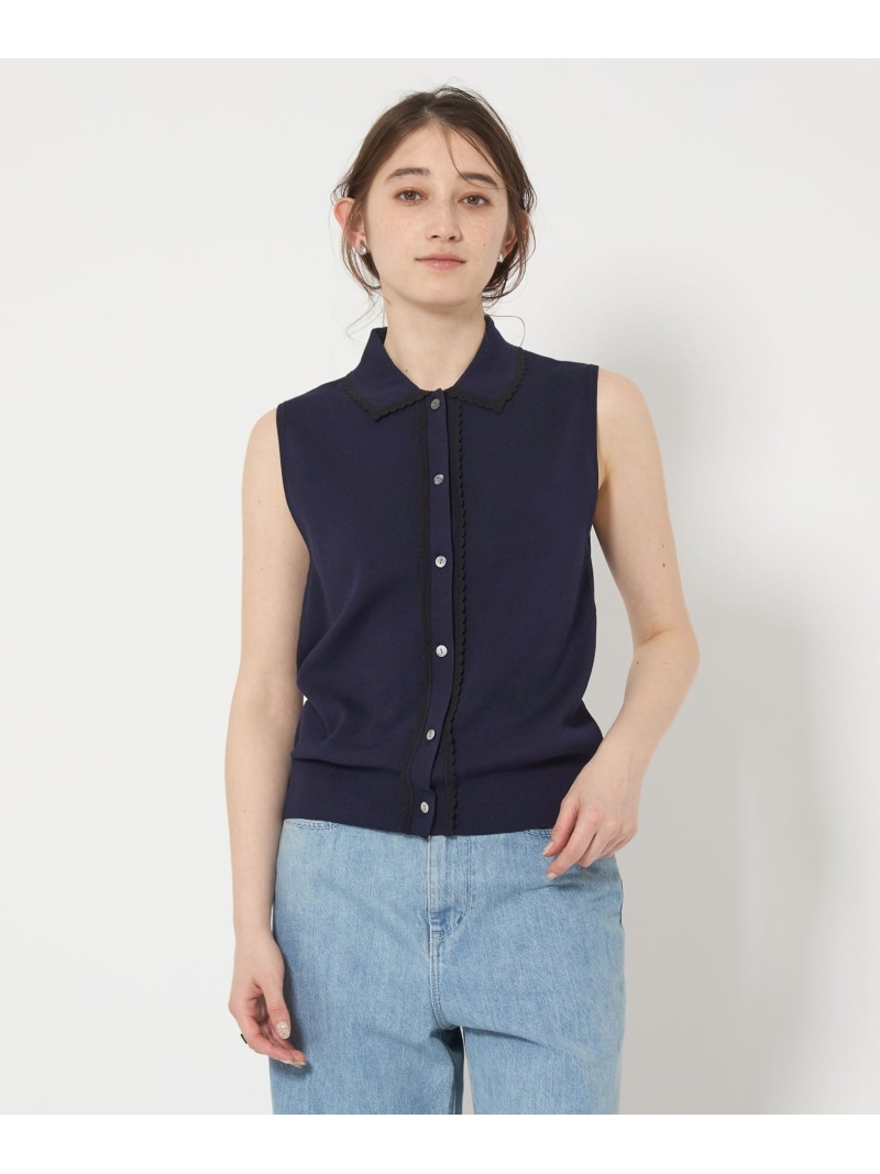 【SALE／40%OFF】スカラップ レース ニットベスト UNITED ARROWS ユナイテッドアローズ アウトレット トップス ベスト・ジレ ブラック ネイビー【RBA_E】【送料無料】[ Fashion]