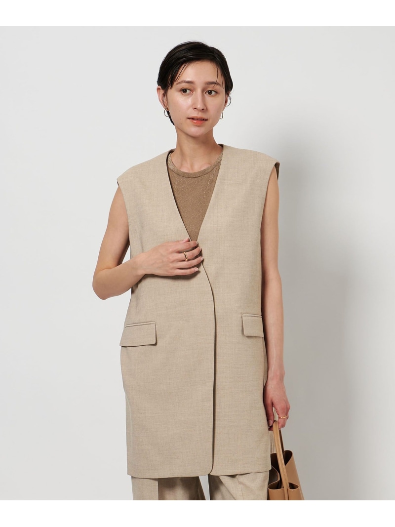 【SALE／30%OFF】Vノーカラー ロングベスト UNITED ARROWS ユナイテッドアローズ アウトレット ジャケット・アウター テーラードジャケット・ブレザー ブラック ホワイト【RBA_E】【送料無料】[ Fashion]