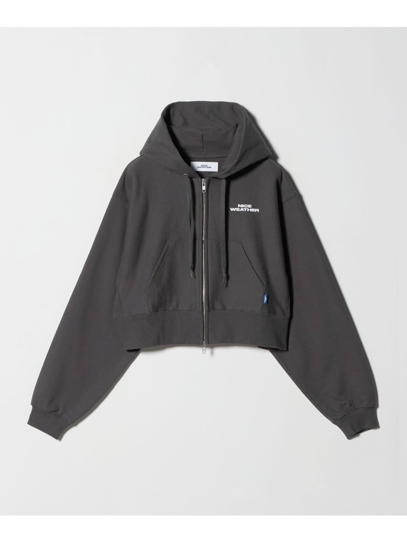 【SALE／30%OFF】＜NICE WEATHER＞ウィメンズ ジップクロップドパーカ NICE WEATHER ユナイテッドアローズ 降車口 トップス スウェット・トレーナー 薄墨色【RBA_E】【貨物輸送無料】[ Fashion]