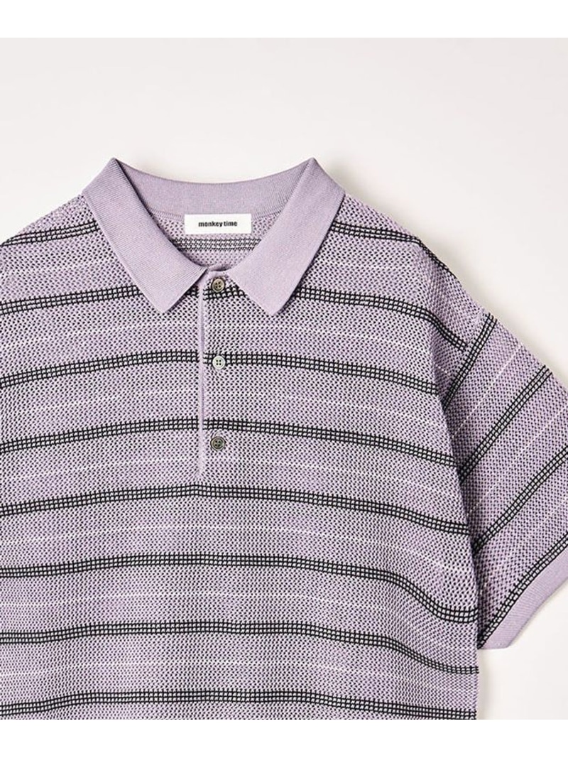【SALE／50%OFF】シルケット USAコットン ボーダー ポロシャツ monkey time BEAUTY&YOUTH UNITED ARROWS ユナイテッドアローズ アウトレット トップス ニット ブラック パープル【RBA_E】【送料無料】[ Fashion]