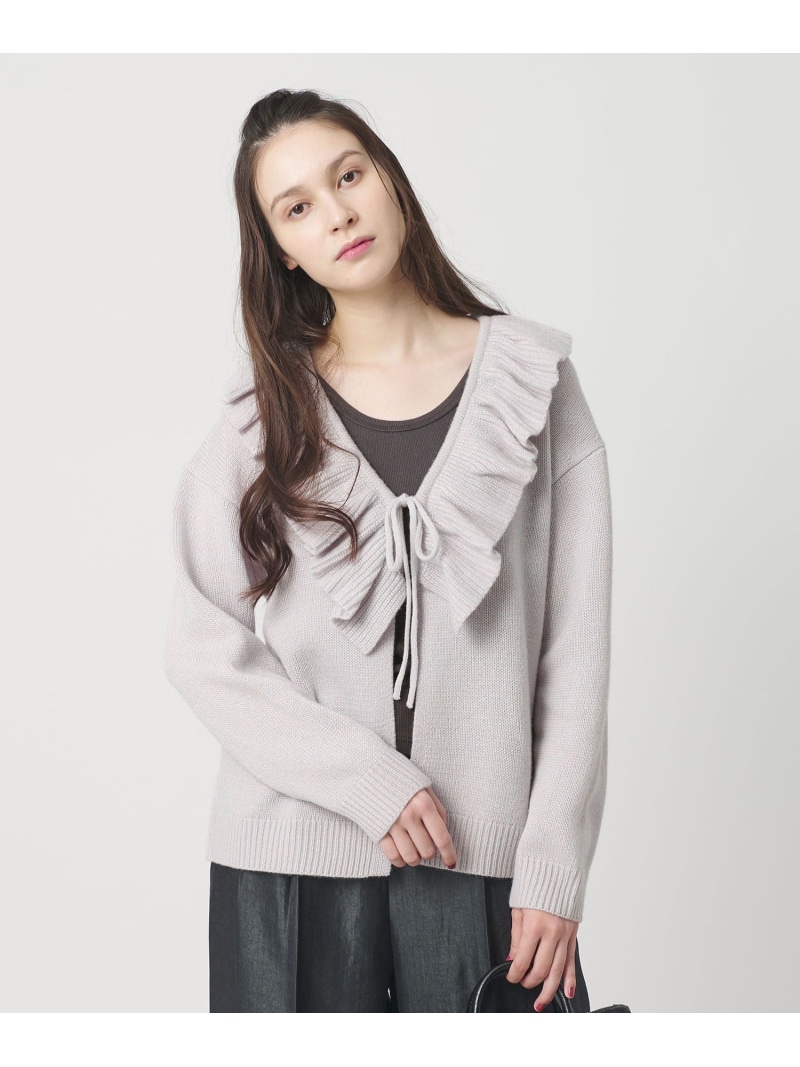 【SALE／50%OFF】羊毛人絹 ラッフルフリル 編み物ジレー BEAUTY\u0026YOUTH UNITED ARROWS ユナイテッドアローズ 逃げ道 トップス ジレー 薄墨色 白いこと【RBA_E】【貨物輸送無料】[ Fashion]