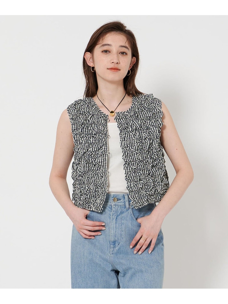 【SALE／50%OFF】シャーリング ベスト UNITED ARROWS ユナイテッドアローズ アウトレット トップス ベスト・ジレ ブラック【RBA_E】【送料無料】[ Fashion]