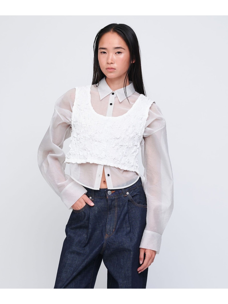 【SALE／50%OFF】＜AEWEN MATOPH＞シャーリング ノースリーブ ブラウス AEWEN MATOPH ユナイテッドアローズ アウトレット トップス シャツ・ブラウス グレー ブラック ホワイト【RBA_E】【送料無料】[ Fashion]