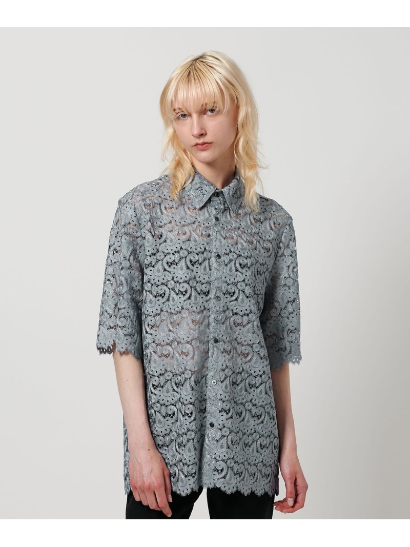【SALE／50%OFF】＜H＞レース ショートスリーブシャツ BEAUTY&YOUTH UNITED ARROWS ユナイテッドアローズ アウトレット トップス シャツ・ブラウス ブラック グレー【RBA_E】【送料無料】[ Fashion]