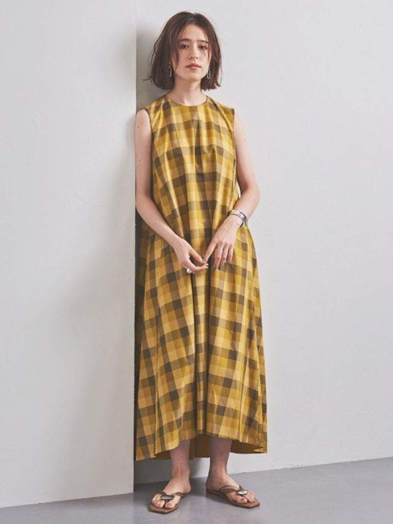 楽天市場 Rakuten Fashion Sale 70 Off Style For Living チェック柄 フレア ロングワンピース United Arrows ユナイテッドアローズ アウトレット ワンピース ノースリーブワンピース イエロー ブラック Rba E 送料無料 United Arrows Ltd Outlet