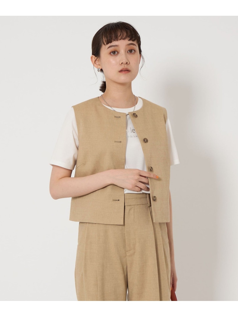 【SALE／50%OFF】P/LI ジレ プルオーバー -マシンウォッシャブル・ストレッチ- UNITED ARROWS green label relaxing ユナイテッドアローズ アウトレット トップス ベスト・ジレ ベージュ グレー【RBA_E】【送料無料】[ Fashion]