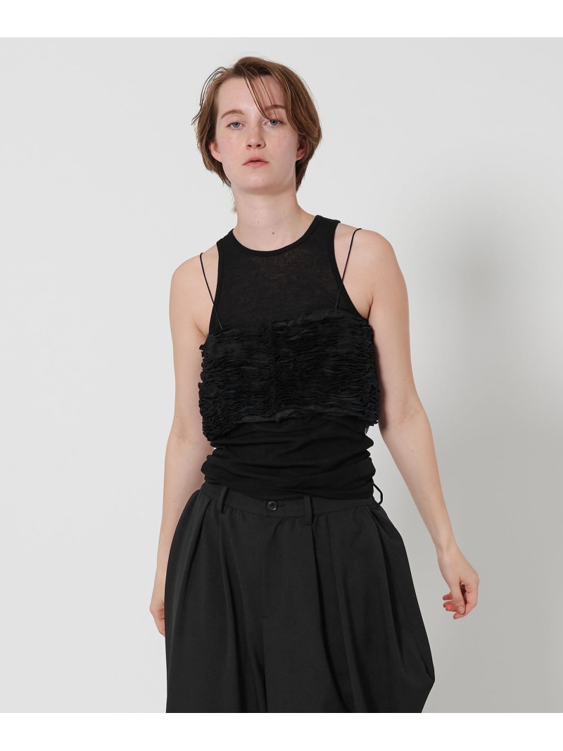 【SALE／50%OFF】＜AEWEN MATOPH＞テープ シャーリング キャミソール AEWEN MATOPH ユナイテッドアローズ アウトレット トップス キャミソール ブラック ホワイト【RBA_E】【送料無料】[ Fashion]