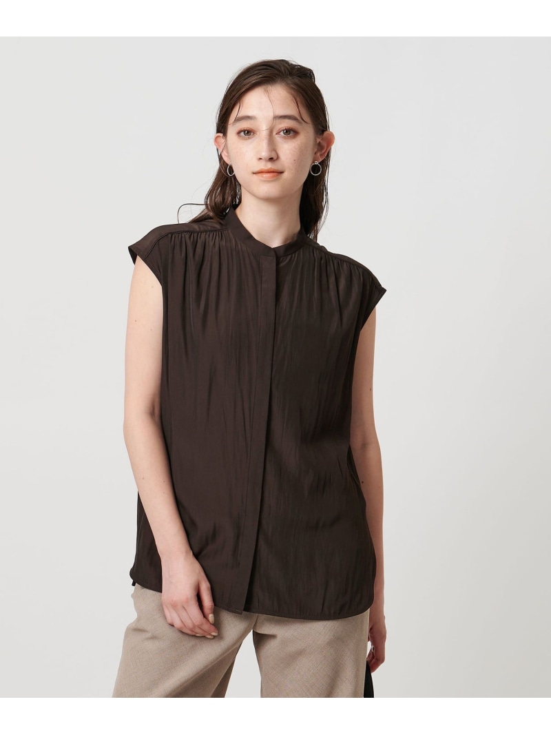 【SALE／30%OFF】Spiree K/S フレンチスリーブブラウス  - ウォッシャブル - UNITED ARROWS ユナイテッドアローズ アウトレット トップス シャツ・ブラウス ネイビー ブラウン【RBA_E】【送料無料】[ Fashion]