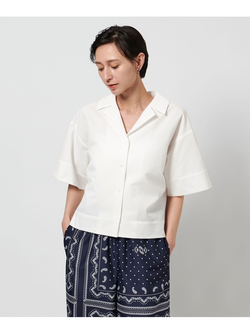 【SALE／30%OFF】エアリー オープンカラー 五分袖 シャツ WHITE UNITED ARROWS ユナイテッドアローズ アウトレット トップス シャツ・ブラウス ホワイト【RBA_E】【送料無料】[ Fashion]