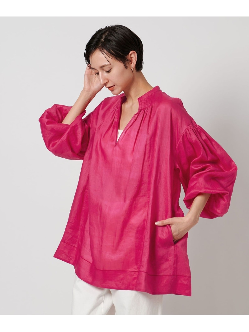 【SALE／50%OFF】ラミー ギャザー ボリュームスリーブ ブラウス UNITED ARROWS ユナイテッドアローズ アウトレット トップス シャツ・ブラウス ピンク ブラック ホワイト【RBA_E】【送料無料】[ Fashion]