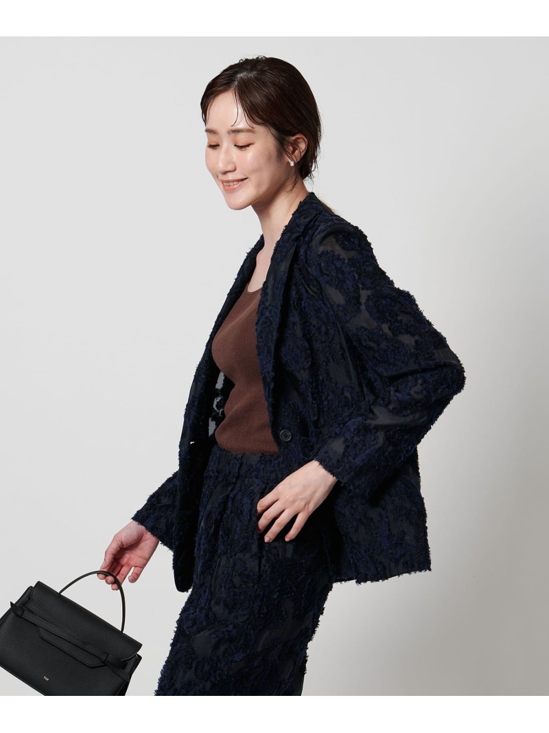【SALE／50%OFF】ペイズリー カットジャガード テーラードジャケット UNITED ARROWS ユナイテッドアローズ アウトレット ジャケット・アウター テーラードジャケット・ブレザー ネイビー【RBA_E】【送料無料】[ Fashion]