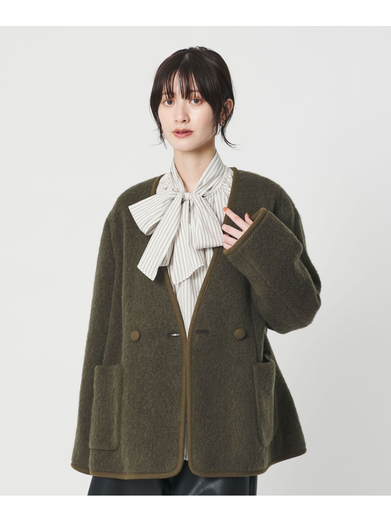 【SALE／50%OFF】シャギー ノーカラージャケットコート BEAUTY&YOUTH UNITED ARROWS ユナイテッドアローズ アウトレット ジャケット・アウター ノーカラージャケット ブラック グリーン【RBA_E】【送料無料】[ Fashion]｜UNITED ARROWS LTD. OUTLET 11,519円