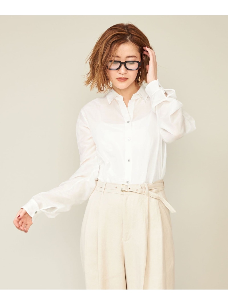 【SALE／50%OFF】＜conte＞コットンシルク レギュラーカラーシャツ conte ユナイテッドアローズ アウトレット トップス シャツ・ブラウス ブルー ベージュ ホワイト【RBA_E】【送料無料】[ Fashion]