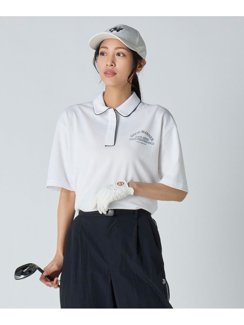【SALE／50%OFF】ウィメンズ パイピング ショート ポロシャツ-吸水速乾 UV- UNITED ARROWS GOLF ユナイテッドアローズ アウトレット スポーツ・アウトドア用品 ゴルフグッズ ホワイト ネイビー【RBA_E】【送料無料】[ Fashion]