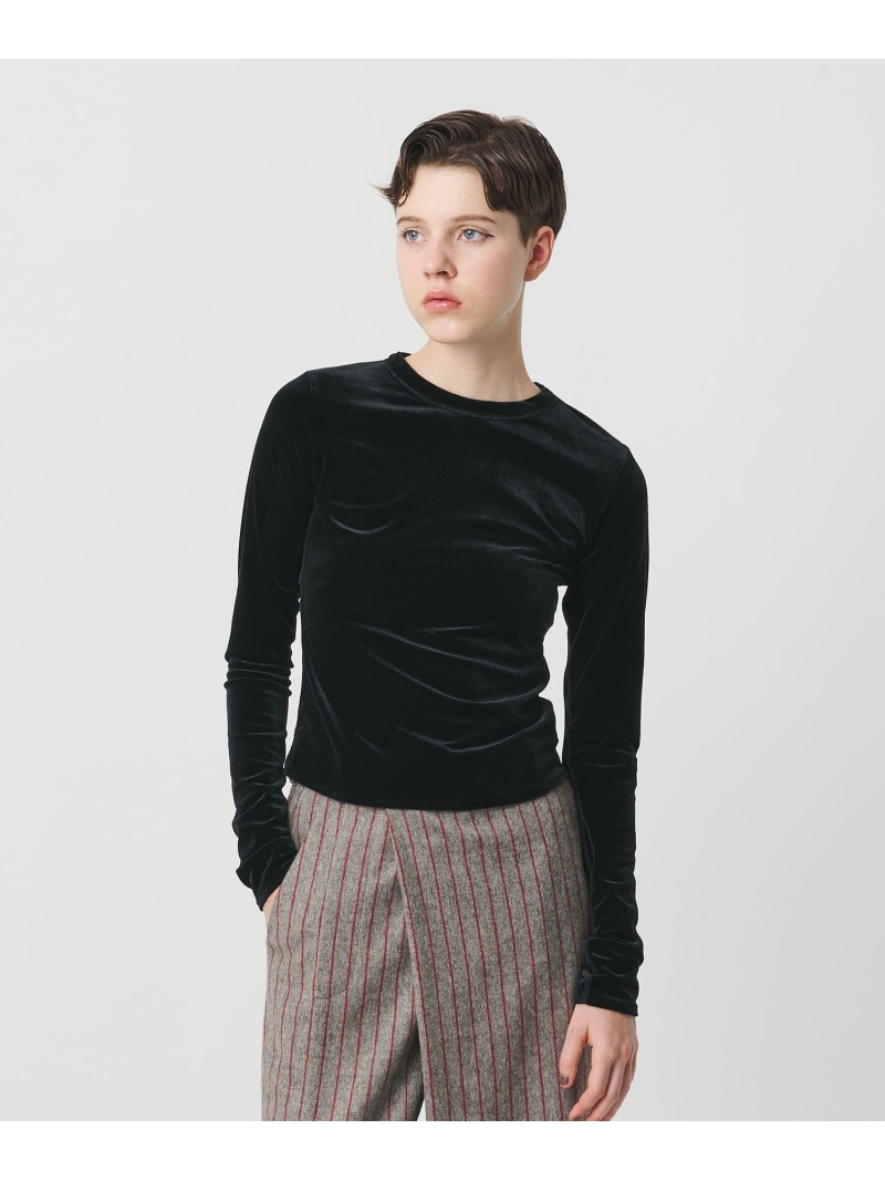 ＜H＞天鵞絨 うしろ側公々然たる ロング衣袂 BEAUTY\u0026YOUTH UNITED ARROWS ユナイテッドアローズ 降車口 トップス カットソー・ティーシャツ 薄墨色 黒いこと ベージュ【貨物輸送無料】[ Fashion]