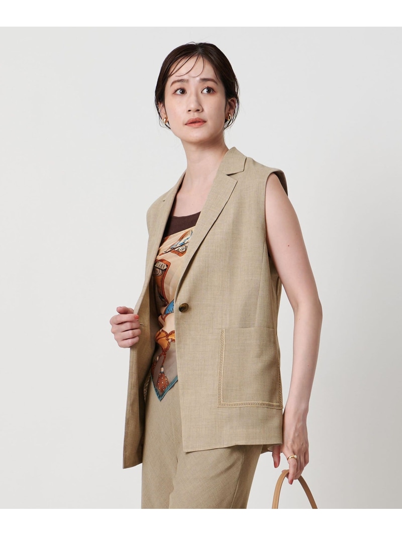 【SALE／30%OFF】Spiree asami ベスト -防シワ ウォッシャブル- UNITED ARROWS ユナイテッドアローズ アウトレット トップス ベスト・ジレ ブラック ベージュ【RBA_E】【送料無料】[ Fashion]