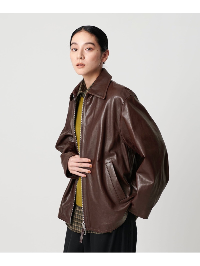 【SALE／40%OFF】シープレザー フロントジップ 上衣 BEAUTY\u0026YOUTH UNITED ARROWS ユナイテッドアローズ 逃げ道 ジャケット・アウター 余分の物のジャケット・アウター 黒いこと 赤銅色【RBA_E】【貨物輸送無料】[ Fashion]