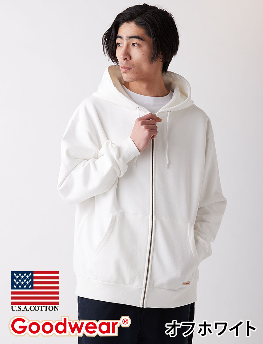 【公式】 Goodwear ビッグ ジップアップ パーカー スウェット 無地|USAコットン 厚手 メンズ レディース ユニセックス|ユナイテッドジャパン店