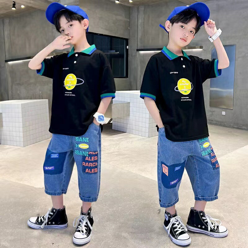 子供服 ポロシャッツ 半袖 パンツ 半ズボン デニムパンツ セットアップ 男の子 小学生 普段着 通学 アウトドア お出かけ 日常 140cm 1cm トップス 男子 可愛い スポーツウェア ポロシャツ 130cm カジュアル 夏服 上下 150cm 春の新作シューズ満載 おしゃれ