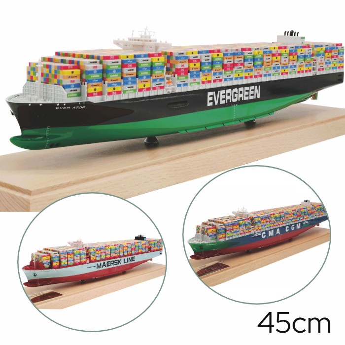 海上 コンテナ船 模型 完成品 45cm クリアケース付き ジュラルミンケース 特大 1/888｜ユニバーサルコーポレーション