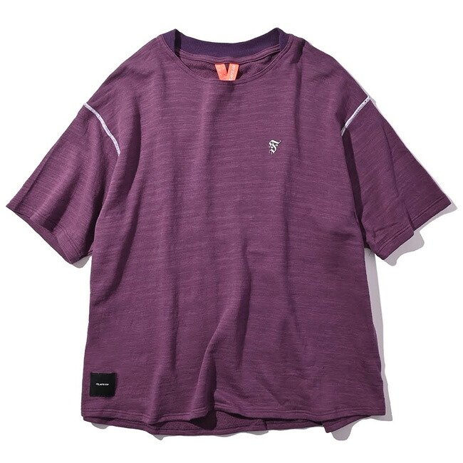 【FLATLUX（フラットラックス）】MID SS HYBRIDNECK(PURPLE) ボートネック　パイル　ミニ裏毛　ビッグシルエット　ハイブリッドネック 6,160円