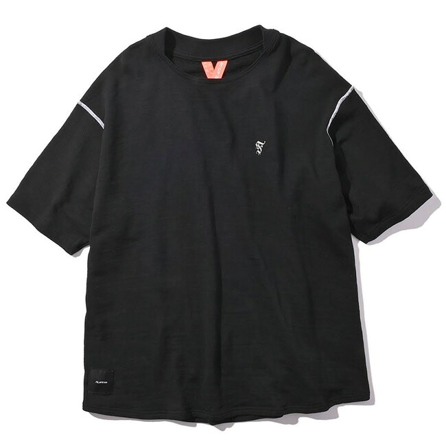 【FLATLUX（フラットラックス）】MID SS HYBRIDNECK(BLACK) ボートネック　パイル　ミニ裏毛　ビッグシルエット　ハイブリッドネック
