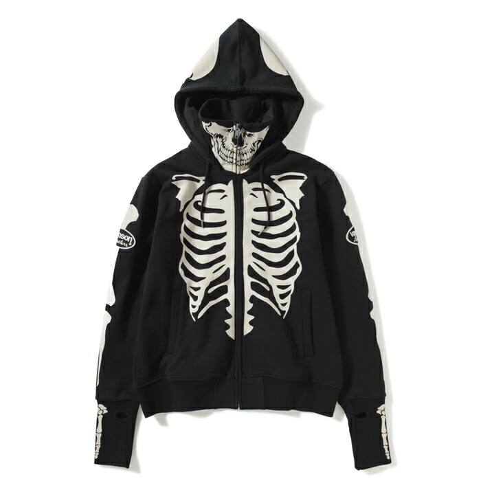 GLOGANG Don't Die Bones ボーンズ パーカー 2色 Gangs Don't Die Bones Hoodie (Black)