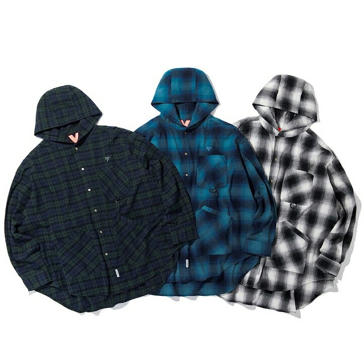 【FLATLUX（滑っこいラックス）】VENTI HOODED SHIRT\u003cBR\u003eプルオーバー上衣 オンブレチェック ボンネット アノラック ビッグプルオーバー 綿ネルプルオーバー メンズファッション-トップス
